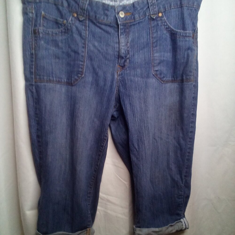 Faded Glory Capri Jeans 18 Roll Cuff Hem Blue